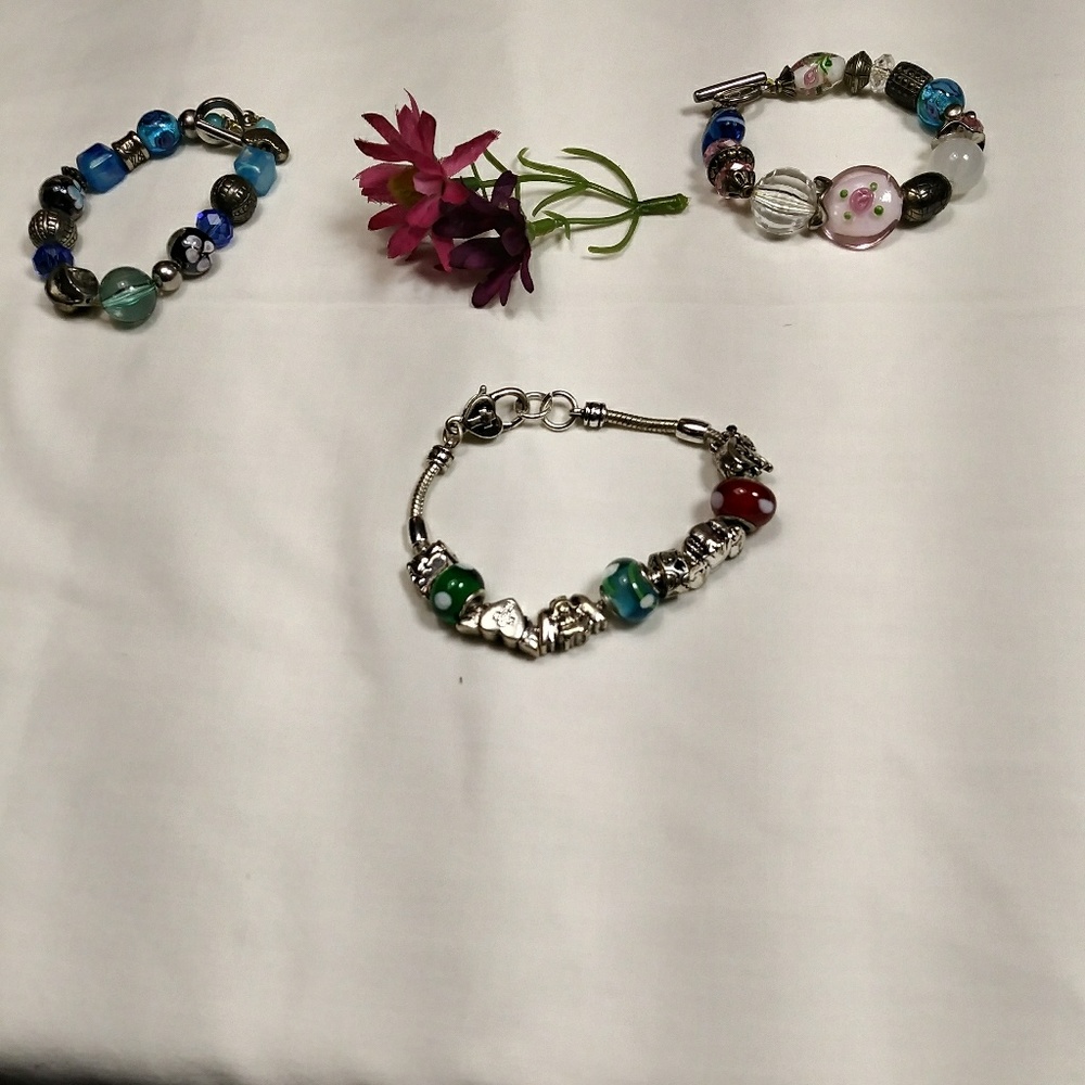 Lot of 3 Glass beaded Bracelets